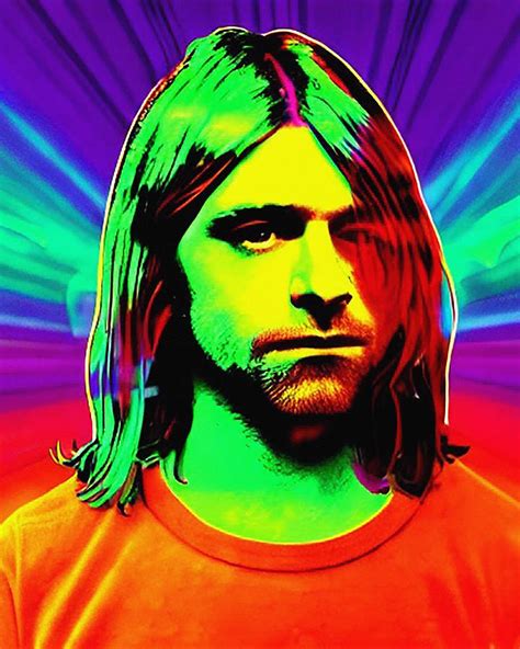 Hologram Of Kurt Cobain Floating In Space A Vibrant Digital Illustration Digital Art by Edgar ...