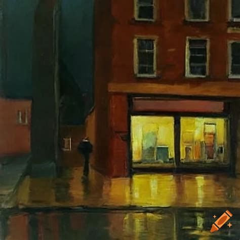 Edward hopper painting of a rainy night outside tesco in fort william ...