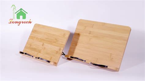 Adjustable Foldable Folding Recipe Table Natural Bamboo Cook Wooden Cookbook Reading Laptop Book ...