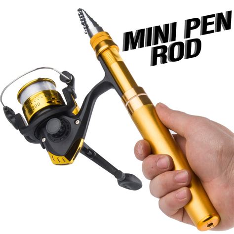 Pen Rod Pocket Collapsible Fishing Rod Reel Combo Mini Fishing Pole Kit Pen Shape Folded Rod ...