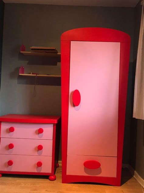Ikea Mammut pink/red wardrobe and 3 drawer set | in South Shields, Tyne and Wear | Gumtree