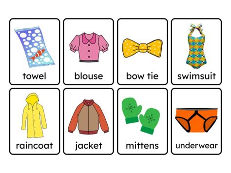 Printable Clothing Flashcards, Learning Cards for Kids, Preschoolers ...