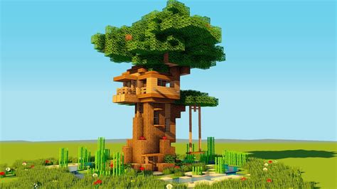 How to make a Minecraft TREE House! - Easy Starter Treehouse - 2018 ...