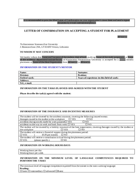 It is recommended to print the filled Letter of Confirmation on your organizations cover sheet ...