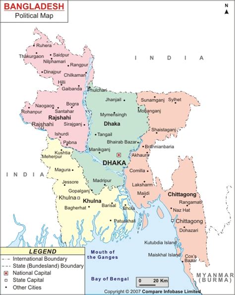 Map of Bangladesh - Divisions and Districts Maps