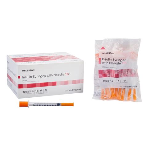 McKesson Insulin Syringe with Needle - 1cc with 29G x ½”, Fixed Needle