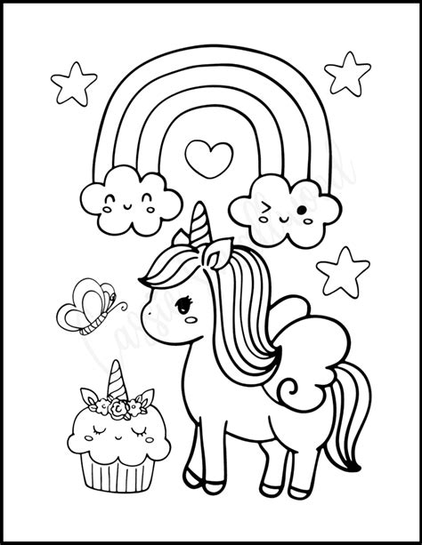 7 Cute Unicorn Cupcake Coloring Pages - Cassie Smallwood