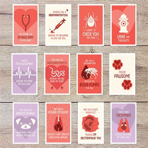 12 Printable Veterinarian-themed Valentine Cards Download and Print Perfect for Vets, Animal ...