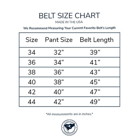 Belt Size Chart (USA) – Morris and King