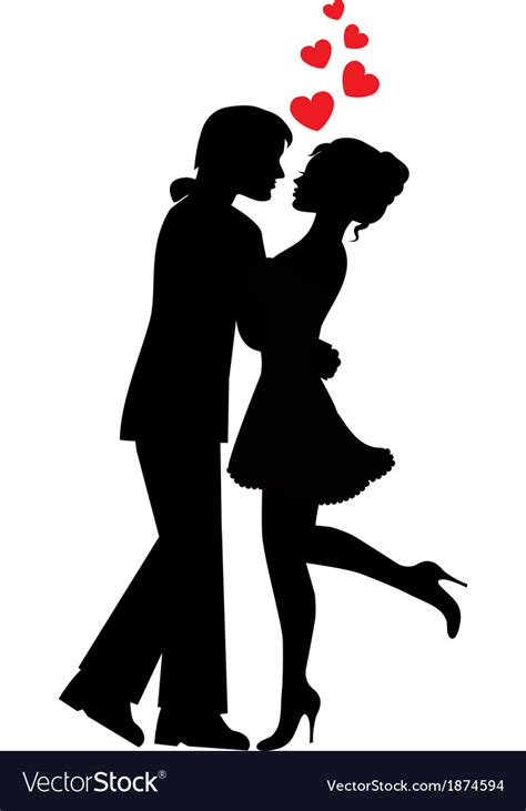 Silhouettes of couples in love Royalty Free Vector Image