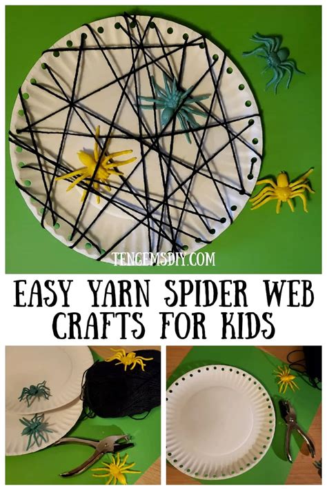 How To Make Yarn Spider Web Crafts For Kids - TenGemsDIY.com