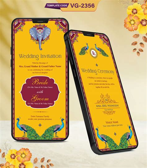 Yellow Wedding Invitation Templates - Indian Wedding Pdf Card