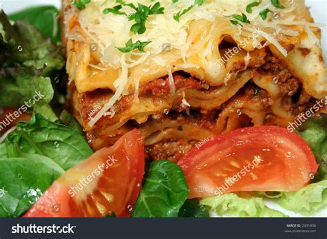 Delicious Lasagna And Salad Ready To Serve. Stock Photo 2431838 : Shutterstock