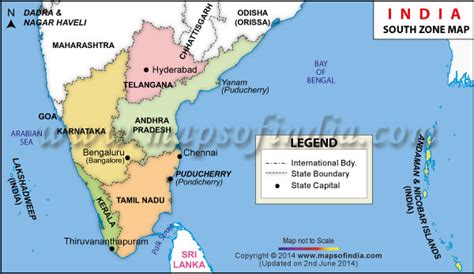 South India Map, Political Map of South India