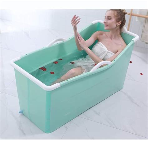 LDG Foldable Adult Bath Barrel, Portable Soaking Tub Insulation Bathtub Non-Inflatable Plastic ...