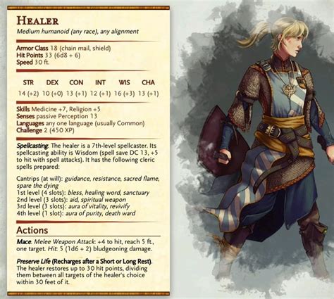 Healer | Hojas de personaje, Dragones y mazmorras, Criaturas fantásticas