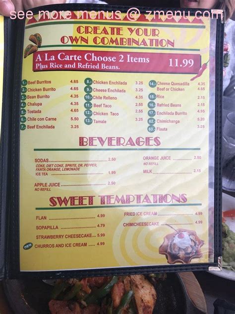 Menu at La Rumba Mexican Restaurant, Jennings