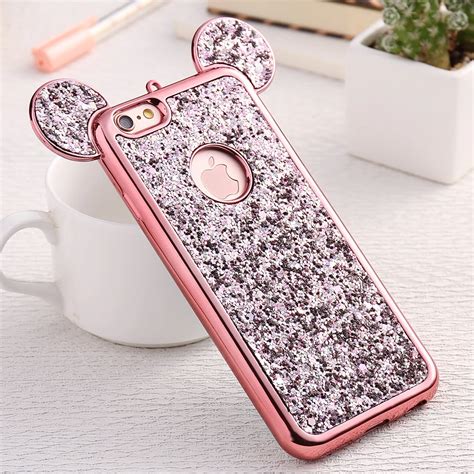 KISSCASE Luxury 3D Ear Case For iPhone 6 6S 7 Plus Cases Plating Glitter Ears Soft TPU Cover For ...