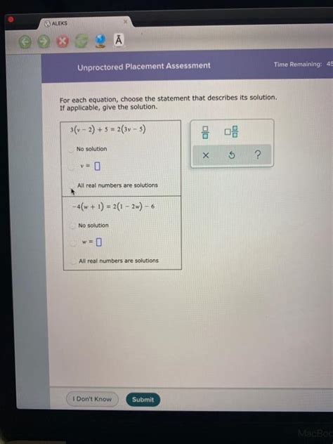 Solved ALEKS A Unproctored Placement Assessment Time | Chegg.com