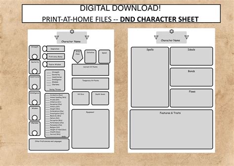 DND Dyslexia Character Sheet PDF Printable File Digital - Etsy