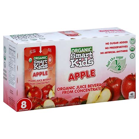 Smart Kids Organic Apple Juice Beverage 6 oz Pouches - Shop Juice at H-E-B