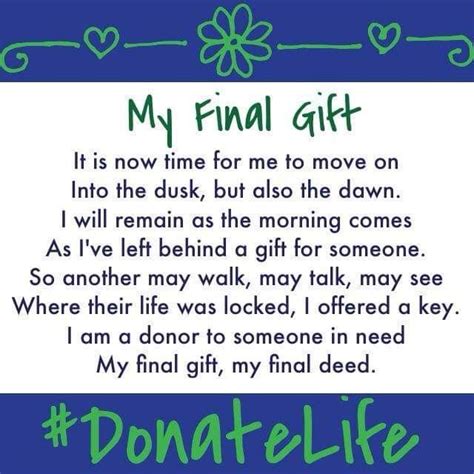 Pin by Erica Smith on organ donation | Organ donor quotes, Organ donation quotes, Donation quotes