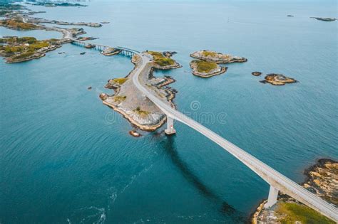 Drone Aerial View of Atlantic Ocean Road, Norway Stock Image - Image of ...