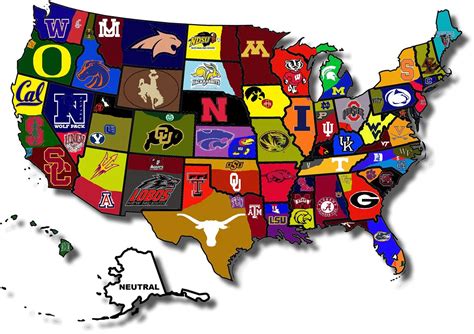 Us Map Of College Football Teams