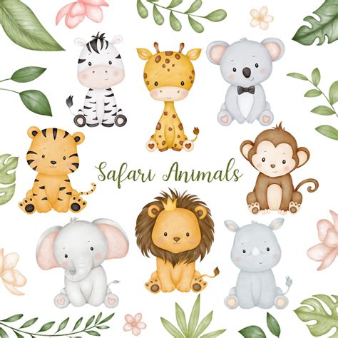 Acuarela safari animales clipart lindo bebé safari animales - Etsy España en 2022 | Animales de ...