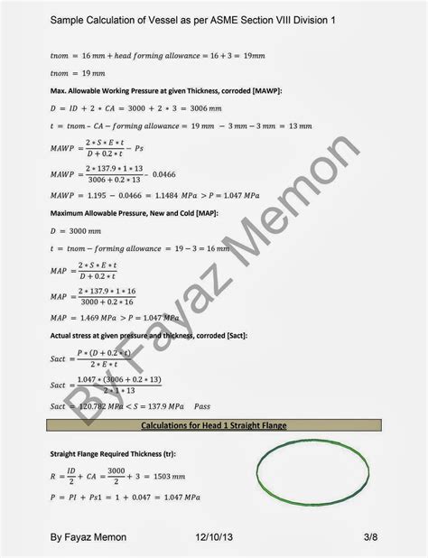 Engineering Calculations: Sample Calculations for Pressure Vessel Design as per ASME section ...