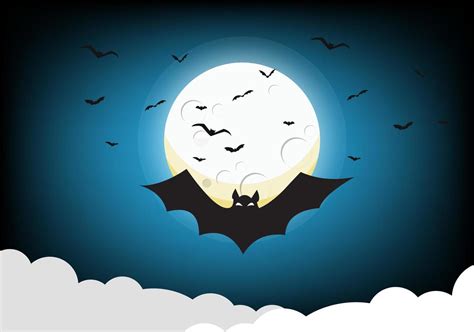 Many bats fly on Halloween night. Full moon background 5604545 Vector ...