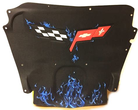 C6 Corvette Airbrushed Hood Liner with Blue Flames - RPIDesigns.com