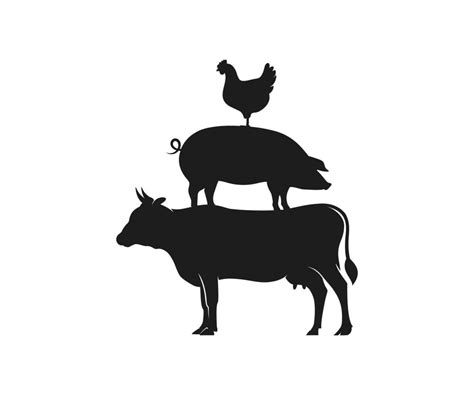 Cow Pig Chicken Stencil Template. Farm Animals Stencil Icon. Stacked ...