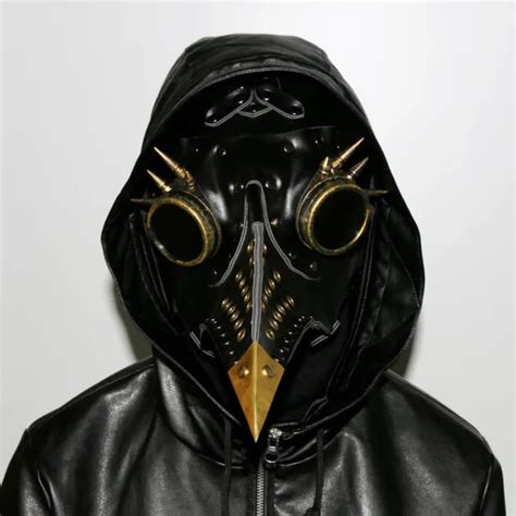 Leather Long Nose Bird Plague Doctor Scary Mask Retro Steampunk Cospaly Halloween Gothic Mask ...