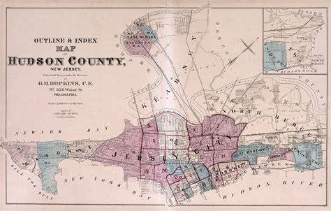 1873 Map of Hudson County New Jersey - Etsy