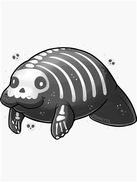 "Spooky Skeleton Manatee" Sticker for Sale by Oddarette | Redbubble