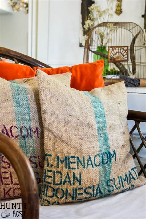 DIY Coffee Bean Sack Pillow Covers - Salvaged Living