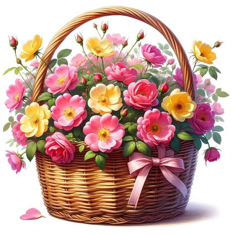 12 Roses Basket Clipart Jpg, Watercolor Flowers Jpg, Romantic Flower ...