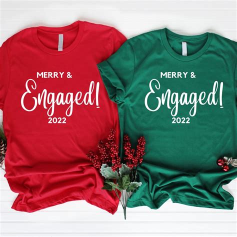 Merry and Engaged 2022 Christmas Couples Shirts Merry and - Etsy