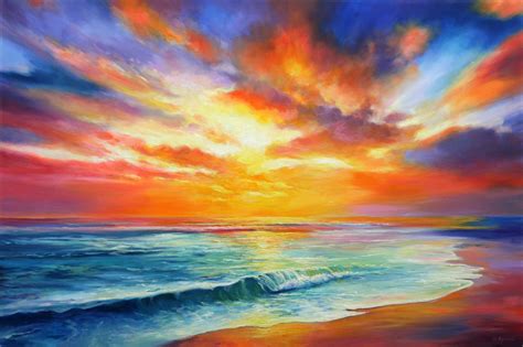 Sunset Symphony - Large Seascape Painting | Artfinder