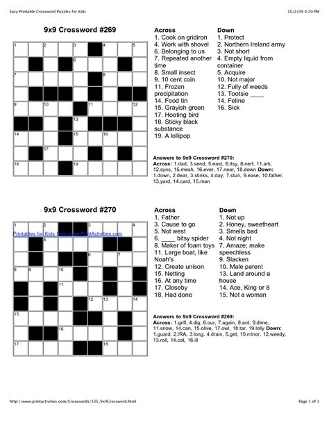 Printable Crossword Puzzles For 8 Year Olds - Printable Crossword Puzzles