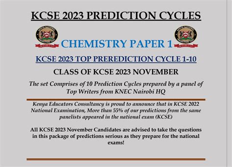 KCSE 2023 CHEMISTRY PAPER 1 TOP PREDICTION MASTER CYCLES - Kenya Educators