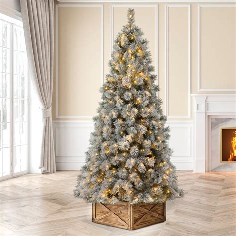 The Holiday Aisle® Snow Flocked 9' Green/White Spruce Artificial ...