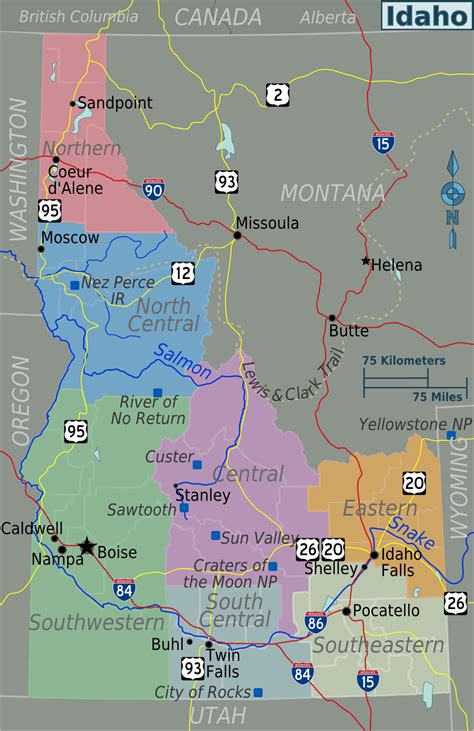 Idaho Regions Map • Mapsof.net