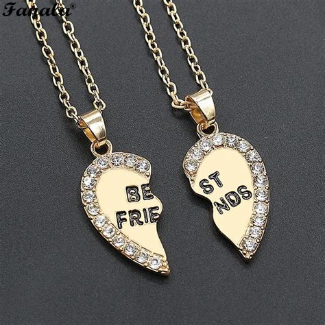 Rhinestone Unisex Letters Friend Best New 2 Heart Friendship Pendants ...