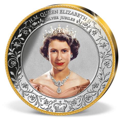 Queen Elizabeth II Silver Jubilee Colossal Commemorative Coin | Gold-Layered | Gold | American Mint