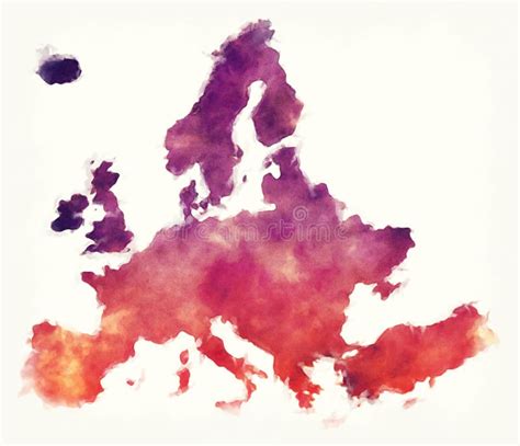 Europe Watercolor Map in Front of a White Background Stock Illustration - Illustration of ...