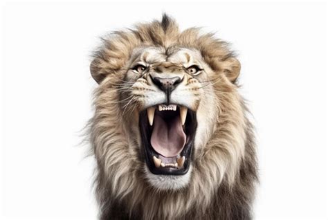 Premium Photo | Roaring lion isolated on white background generative ai