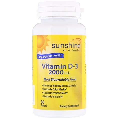 Sunshine, Vitamin D-3, 2000 IU, 60 Tablets - iHerb