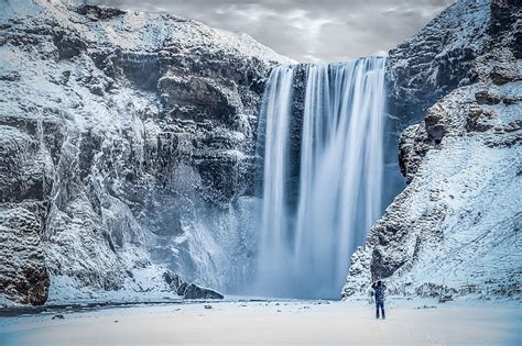 HD wallpaper: Waterfalls, Skógafoss Waterfall, Arctic, Iceland, Snow, Winter | Wallpaper Flare